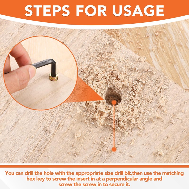 32 Sets Threaded Inserts for Wood Furniture Screws - 1/4-20