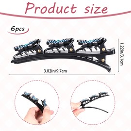 Hpmjz 6 Pcs Sparkling Crystal Stone Braided Hair Clips Shiny Duckbill Clips Eye-catching Hairpin Rhinestone Hair Accessories for Women Girls Styling Sectioning Wedding Party Christmas