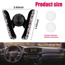 Dickno Bling Car Phone Holder, 360°Adjustable Mini Dash Air Vent Automatic Phone Mount, Crystal Air Vent Clip Cell Phone Holder for Women and Girls, Vehicle Interior Accessories (Purple)