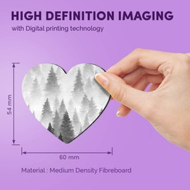 1 x Heart MDF Magnets - Watercolour Trees Artistic Woodland 41204