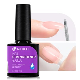 Repair and Strengthener Glue for Nail Care: Gelike EC 6 in 1 Pro Strong and Quick Dry Treatment for Damaged and Thin Nails - Long Lasting and Easy Adhesive for Natural and False Nails