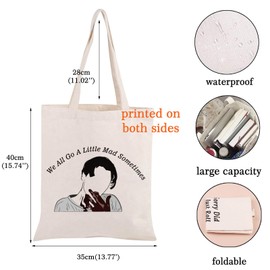 JNIAP Horror Movie Cosmetic Bag Billy L Fans Gift Scary Movie Lover Makeup Pouch We All Go a Little Mad Bag (a Little Mad tote)