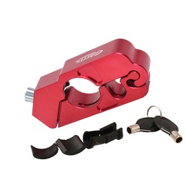 GFFG Motorcycle Lock CNC Grip Throttle Brake Handlebar Lock to Secure Bike, Scooter, Moped or ATV in Under Grip Lock Holster for Easy Storage & Transporting (RED)