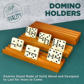 Domino Holders for Classic Board Games - Wooden Domino Racks Set of 4 - Mexican Train Dominoes Accessories - Domino Trays for Tiles Family Games