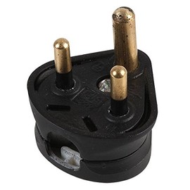 Mains Plug, Round PIN, 2A Black, Electrical Mains Plugs Standard Connectors, Qty X 1