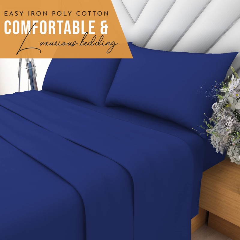 HOME ACE Royal Blue Single Bed Sheet - Fitted Sheet,