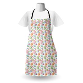 ABAKUHAUS Adjustable Cooking Apron, Green / Pink