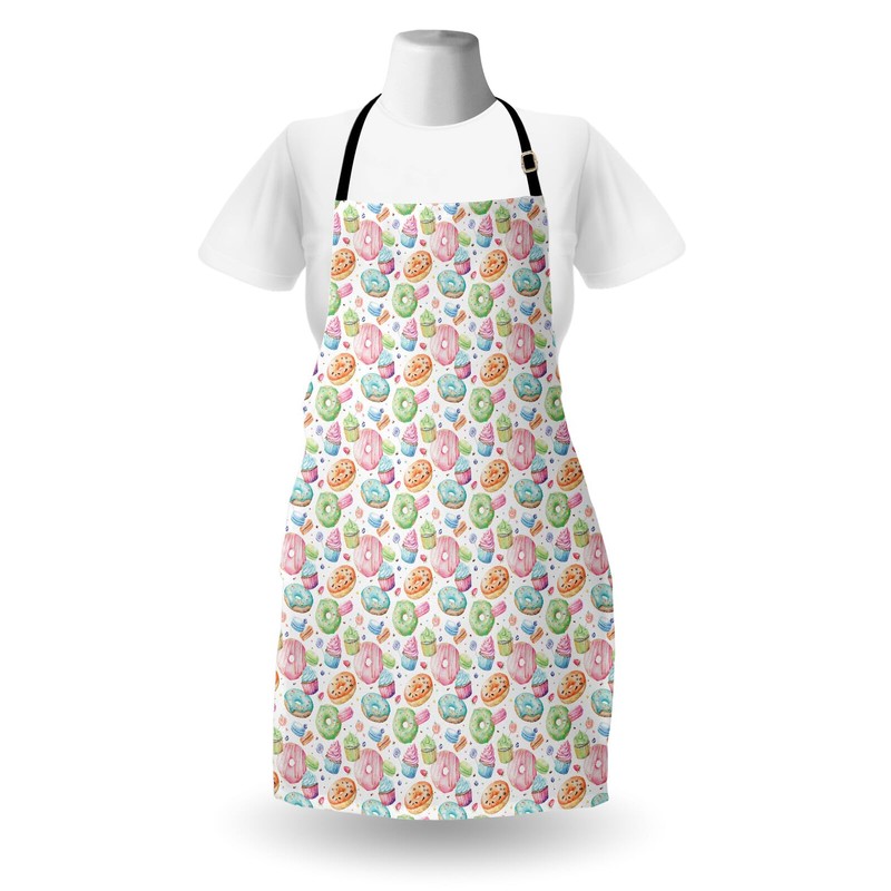 ABAKUHAUS Adjustable Cooking Apron, Green / Pink