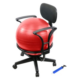 CanDo unisex adult With Arms Yoga Ball Chair, Red, Size US