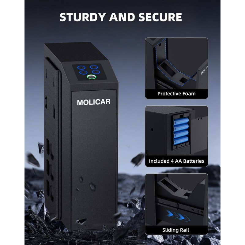 Biometric Gun Safe for Handgun Fingerprint 3 Ways Quick Access