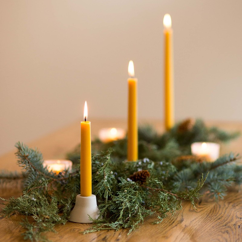 Bluecorn Beeswax Taper Candles, 100% Pure Natural Bees Wax, Pair