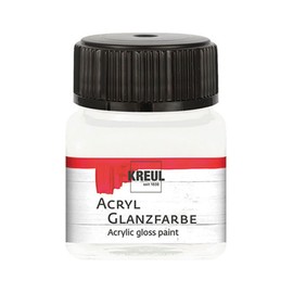 KREUL 79201 Acrylic Gloss Paint, 20 ml Glass in White, Glossy, Smooth Acrylic Paint for Painting and Crafts, Water-based, Saliva-Resistant, Quick-Drying and Opaque