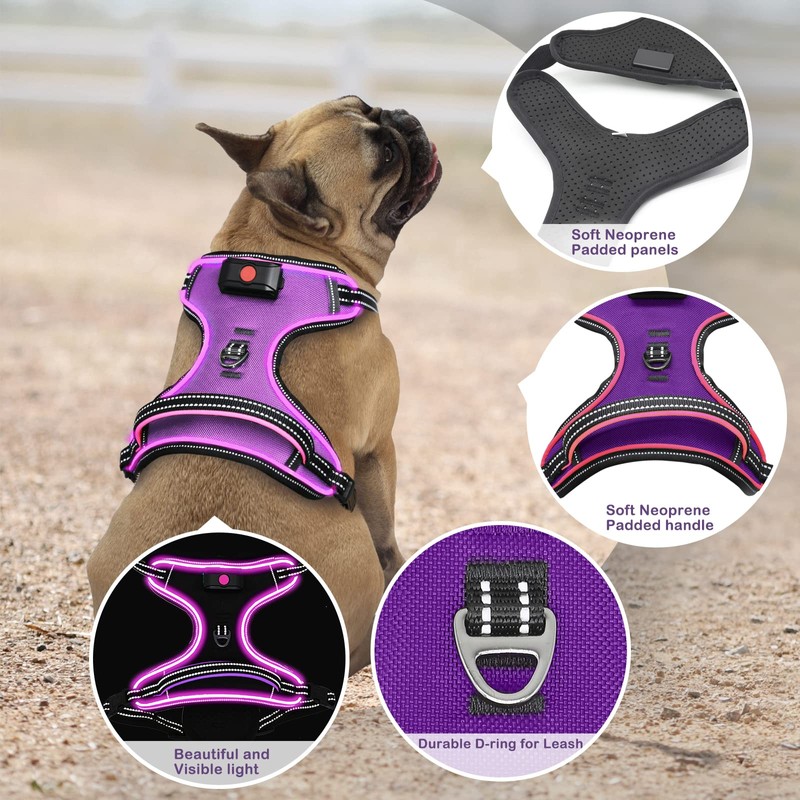 Vizbrite Light Up Dog Harness, No Pull LED Dog Harness