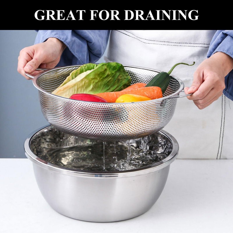 ASelected Stainless Steel Colander 22CM,Micro-Perforated Metal Colander With Handle,Heavy Duty&Healthy