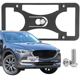 Heavy Duty Front License Plate Frame Compatible with Mazda CX-5 2013-2017, No Drill Tow Hook Mount, Anti-Theft Front License Plate Holders Bracket, Rust-Proof, Weather & Rattle Proof Car Accessories