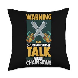 Chainsaw Electrics Tools Wood Woodwork Logging Lumberjack Throw Pillow, 18x18, Multicolor