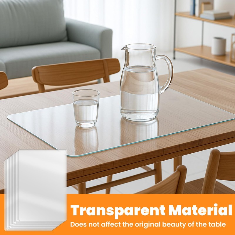 50 Pieces Clear Plastic Placemats Bulk 17 x 11 Inch