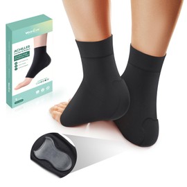 Welnove Achilles Tendonitis Heel Protector Socks Achilles Tendon Support Compression Gel Padded Sleeve Socks for Cushion & Protection of Bursitis, Tendonitis, Tenderness, Dry Cracked - 1 Pair