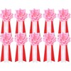 12 Piece Set of 12 Small Ribbons Ribbon Roses with 3 Rare Sauce Emblem Insignia (Red)
