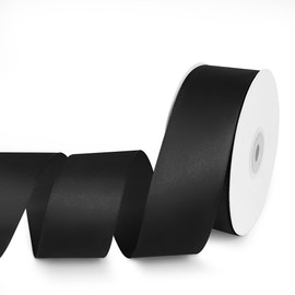 Quhora 1-1/2" x 50 Yards Satin Ribbon - Black Silk Ribbon with Spool - Ideal for Gift Wrapping, Floral Bouquets, Crafts, Wedding Party Decorations, Christmas and Sewing Projects