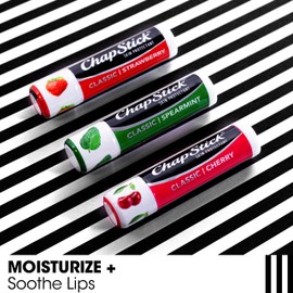 ChapStick Lip Moisturizer, Classic Flavors Variety 3-Packs (12 Sets/36 Tubes) - Bulk Lip Balm, Cherry, Strawberry, and Spearmint, 0.15 Oz Ea