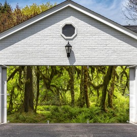 Leowefowa Jungle Forest Backdrop Banner Polyester 16x7ft Rainforest Natural Scenery Greenery Banner Tropical Enchanced Forest Spring Jungle VBS Themed Birthday Party Decorations Garage Door Cover