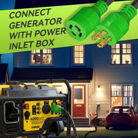 RVMATE 30 Amp Generator Cord 4 Prong 25 Feet, NEMA L14-30P/L14-30R, 125/250V Up to 7500W 10 Gauge SJTW Generator Extension Cord, ETL Listed