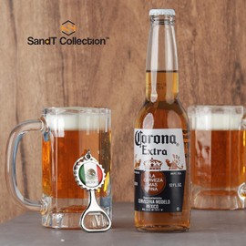 Llavero abrebotellas de 3 piezas con tapa de cerveza de la bandera de México