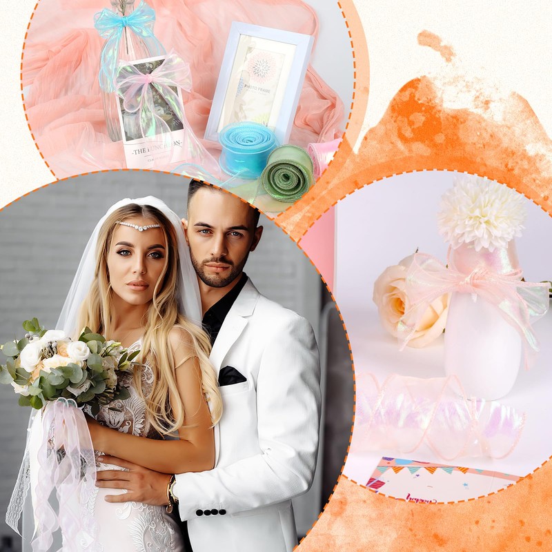 6 Rolls of Ribbon, 4 cm x 9 m Organza