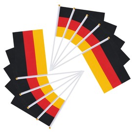 ADMAY Germany Flag Small for Euro Decoration 2024, 14 x 21 cm German Hand-Held Flag with Stick, Polyester Germany Flag, Germany Hand-Held Flag for Football Fans