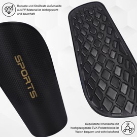 Football Shin Pads Including Stocking with Slip Pocket and Non-Slip Sleeves Shin Pads Football for Children Teenagers Adults (Black, M)
