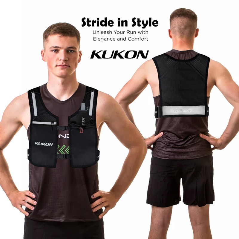 KUKON LED Running Vest - Adjustable Reflective Unisex Vest with