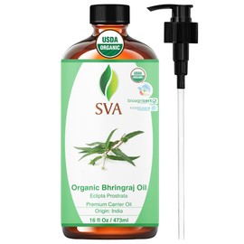 SVA Organic Bhringraj Oil 16oz Premium Carrier Oil For Hair Care, Hair Oiling, Scalp Massage, & Skin Care