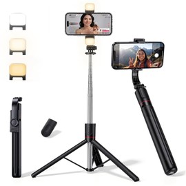 170cm Trípode Bluetooth con Luz de Relleno, Palito Selfie Plegable y Portátil para Viaje, Soporte Extensible para Transmisión en Vivo, Videollamadas y Fotos, Compatible con Todos los Teléfonos Móviles