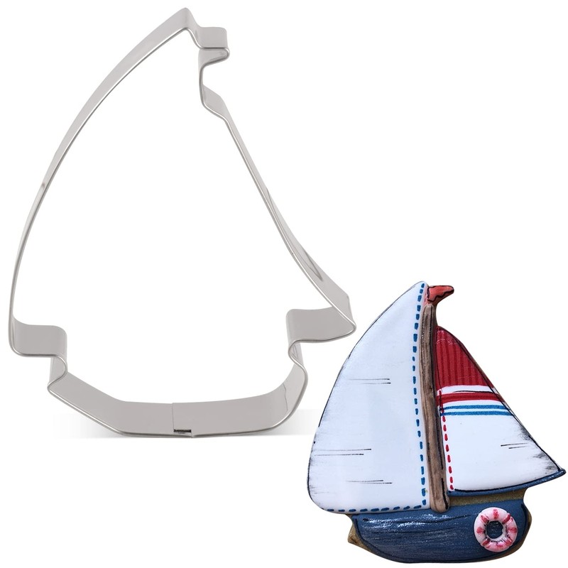 LILIAO Nautical Sailboat Cookie Cutter, 3.7", Biscuit Bread Sandwich Cutters,