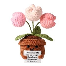 Positive Tulip, Mini Funny Positive Tulip Positive Doll Emotional Support Tulip Knitted Tulip Inspirational Gifts Crochet Tulip Cheer up Gifts for Men Women Encouragement