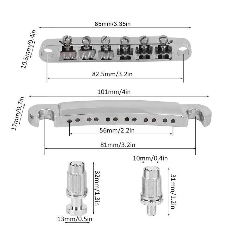 Electric Guitar Bridge Full Set 12 String Zinc Alloy Silver