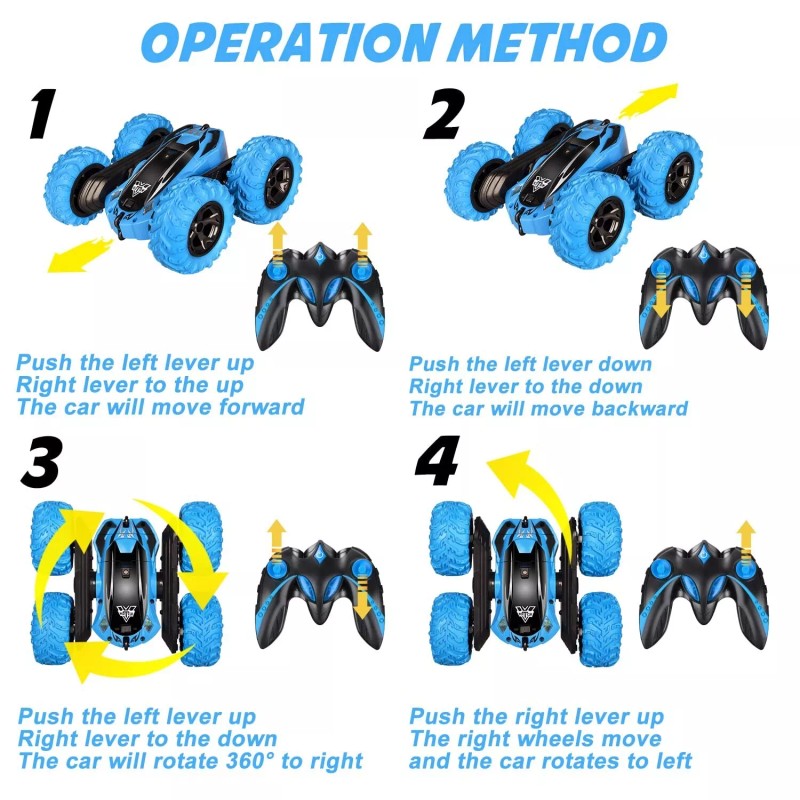 KKONES Remote Control car,2.4GHz Electric Race Stunt Car,Double Sided 360°