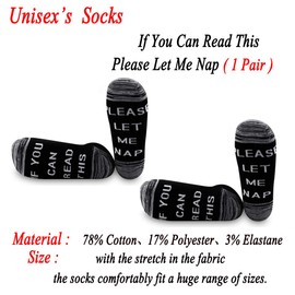 JXGZSO 1 Pair Nap Socks Nap Time Socks You Can Read This Please Let Me Nap Socks Gift For Men Or Women (Let Me Nap 1 pair)