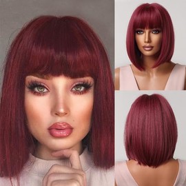 DOSYU Pelucas para Mujer, Cabello Natural, Bob Cortas, Gorro de Malla Elástica, Perfecto para Fiestas Temáticas, Cosplay, Halloween y Cualquier Otra Ocasión. (Rosa)
