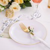 I00000 144 Gold Plastic Forks, Disposable Gold Flatware with White