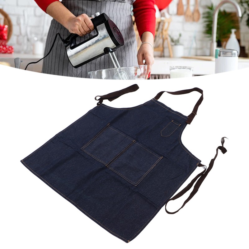 Denim Apron Abrasion Resistant Washable Chef Apron Adjustable Stylish Kitchen