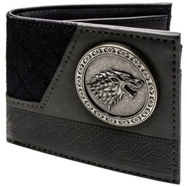 Game of Thrones Winter is Coming Direwolf Emblem Wallet Bi-Fold ID & Card Holder, Grey