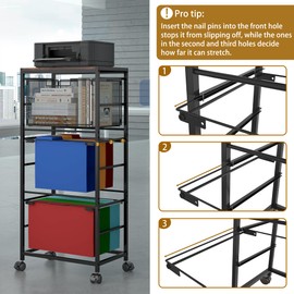 superbpag Rolling File Cabinet, Mobile Storage Drawer Cart, Filing Cabinet on Wheels with Hanging File Folder Organizer for Home Office School, Black