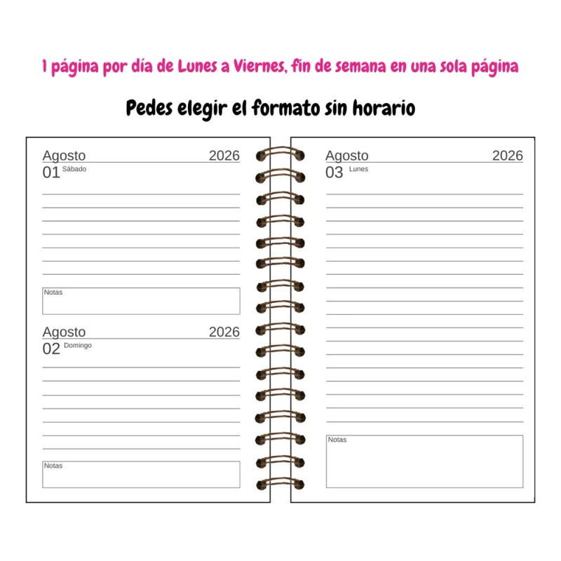 Agenda Escolar Diaria 2026 -2027 Personalizada Pasta Dura 10