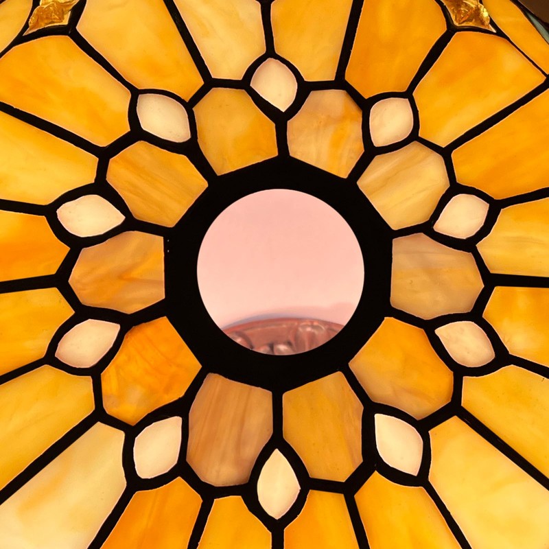 Capulina Tiffany Lamp Shade Cream Brown Stained Glass 12 Inches