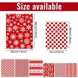 Whaline 7pcs Christmas Fabric Gift Bags Drawstring Bag Cotton Storage Sack with 7 Tags Red Present Bags Goodie Treat Bags Favors Bags for Xmas Party Decorations Supplies