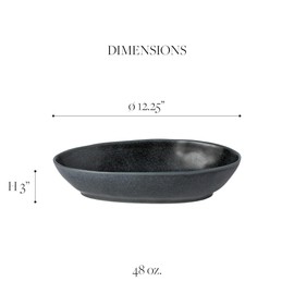 Costa Nova Ceramic 12.25" x 6.75" Oval Baker - Livia Collection, Matte Black | Oven & Dishwasher Safe Bakeware | Food Safe Glazing | Restaurant Quality Dinnerware