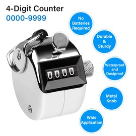 SDARMING Tally Counter, 4-Digit Clicker Counter, Metal Hand Tally Counters Clicker Pitch Counter for Counting, Knitting, Coaching, Golf, Lap, Fishing