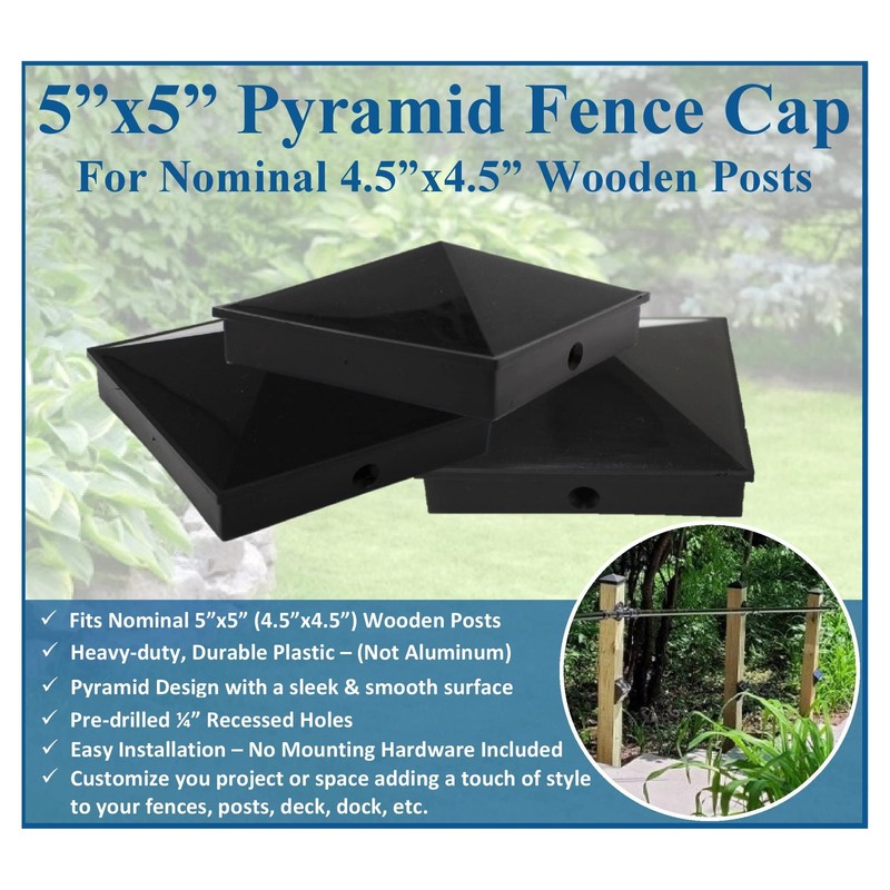 5x5 Nominal (4.5" x4.5") Plastic Pyramid Vinyl Fence Post Cap